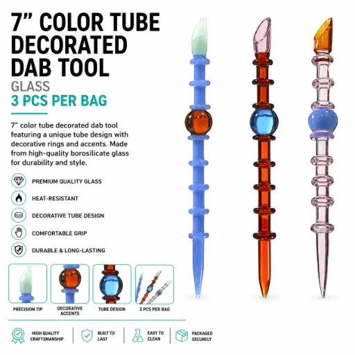 [AM050315] 7” color tube decorated dab tool 3pcs per bag