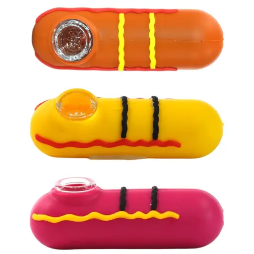 [AM050321] Silicon burger hand pipe assorted color 3pcs per bag