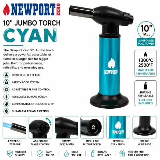 [AM025394] Newport Zero 10" Jumbo Torch "CYAN"