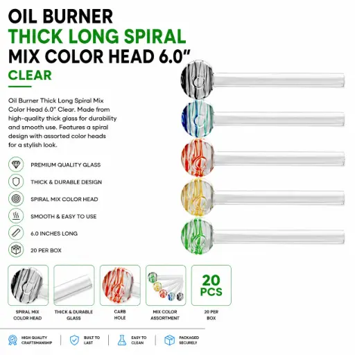 [AM025295] O.B. Long Spiral Thick 6.0" Clear
