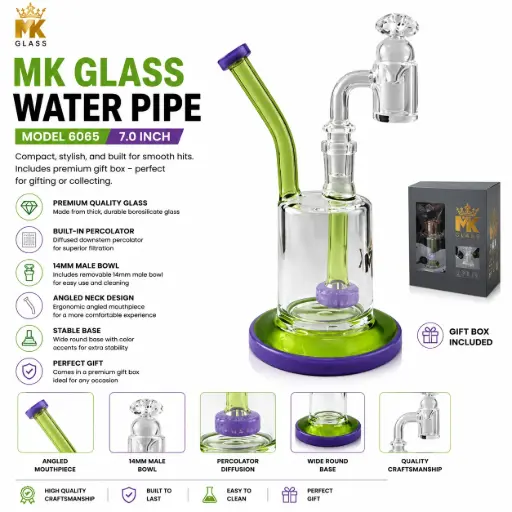[AM039271] MK Glass Glass with Gift Box (6065) 7.0"-Green/Purple