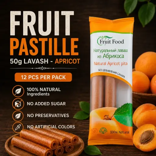 [A2L0003] Fruit Pastille 50g lavash - Apricot (12 pcs per Box)