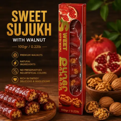 [A2L0006] Sweet sujukh 100gr/0.22lb with Walnut (12 pcs per Box)