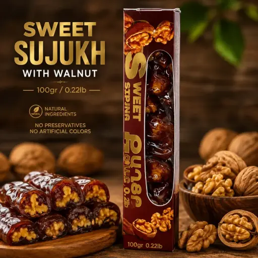 [A2L0008] Sweet sujukh 100gr/0.22lb with Walnut (12 pcs per Box)