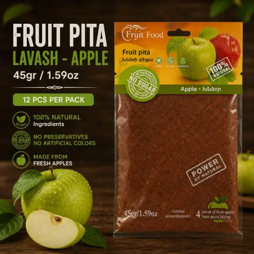 [A2L0010] Fruit Pita 45gr/1.59oz Lavash - Apple (12 pcs per Box)
