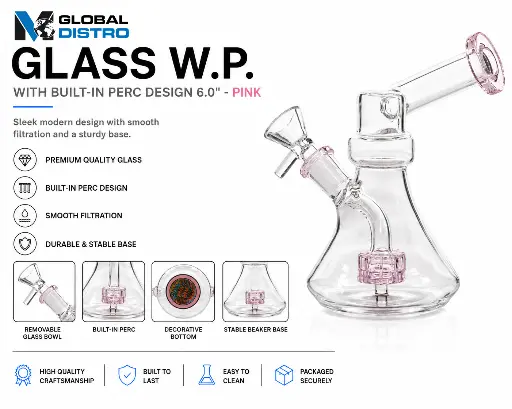 [AM050438] Glass W.P. with Built-in Perc Design 6.0" - Pink