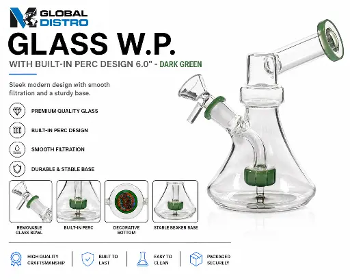 [AM050439] Glass W.P. with Built-in Perc Design 6.0" - Dark Green