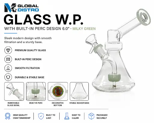 [AM050441] Glass W.P. with Built-in Perc Design 6.0" - Milky Green