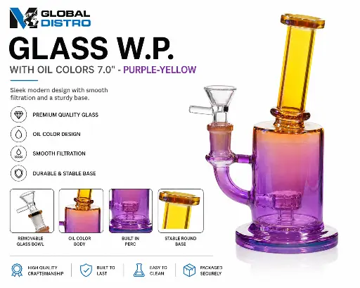 [AM050447] Glass W.P. Oil Colors 7.0" -  Purple-Yellow