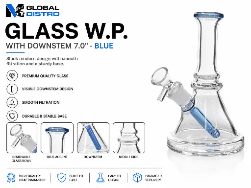 [AM050461] Glass W.P. with Downstem 7.0" - Blue
