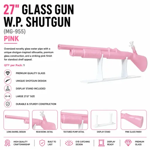[AM050480] Glass Gun W.P. Shutgun (MG-955) 27.0" - Pink