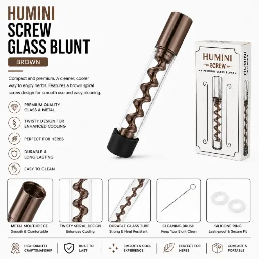 [AM050501] Humini Screw Glass Blunt Pipe - Brown