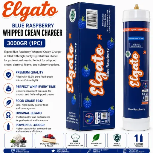 [AM050553] Elgato Whipped Cream Charger 3000Gr (1pc) - Blue Raspberry
