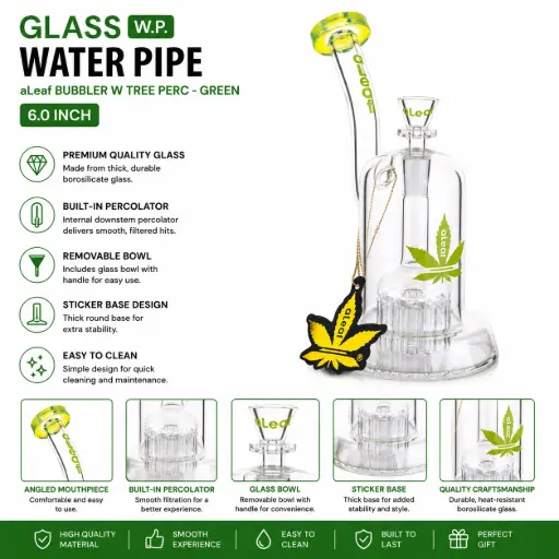 [PC37709] aLeaf Bubbler w Tree Perc - Green