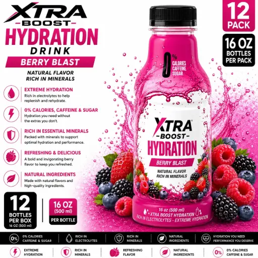 [AM050571] Xtra Boost Hydration Drink (16oz - 500ml) 12 pcs per Box - Berry Blast
