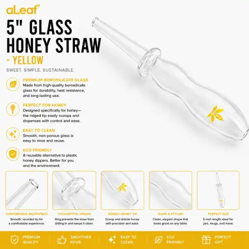 [PC37781] aLeaf 5" GLASS HONEY STRAW YELLOW