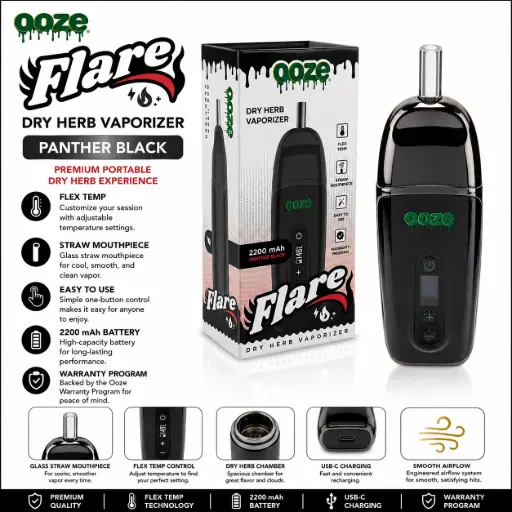 [AM021741] Ooze Flare Dry Herb Vaporizer - Panther Black