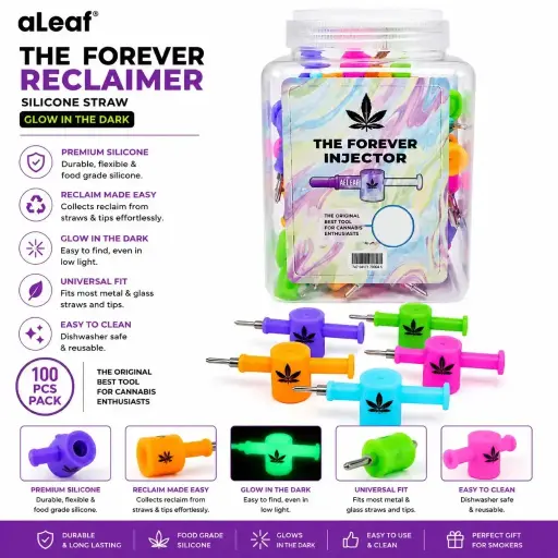 [PC37824] ALEAF THE FOREVER RECLAIMER SILICONE STRAW GLOW IN DARK (25 pcs)