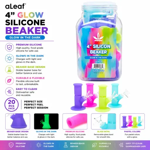 [PC37823] 4" GLOW SILICONE Straight (20 pcs)