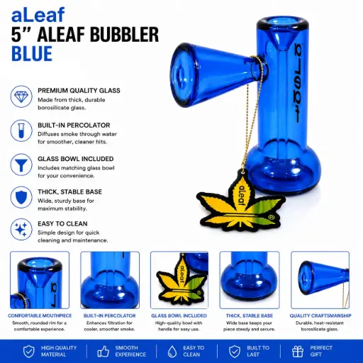 [PC37857] 5" ALEAF BUBBLER Blue