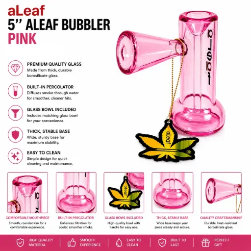 [PC37858] 5" ALEAF BUBBLER Pink