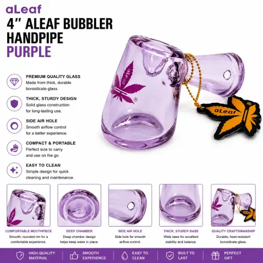 [PC37863] 4" ALEAF BUBBLER HANDPIPE PURPLE