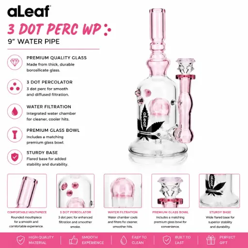 [PC37960] 9" ALEAF 3 DOT PERC WP PINK
