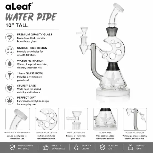 [PC37967] 10" ALEAF WATERPIPE -White