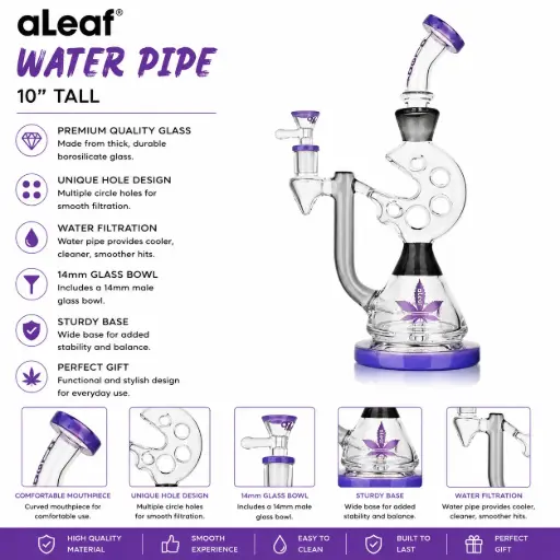 [PC37969] 10" ALEAF WATERPIPE -Purple