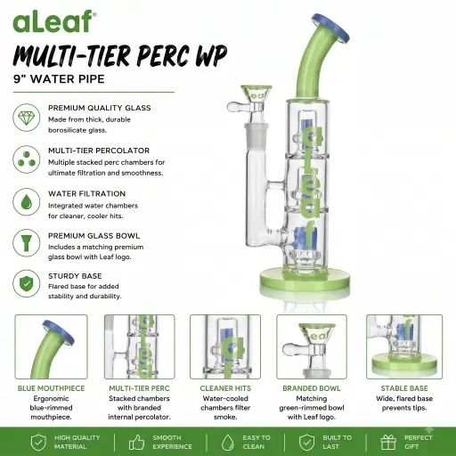 [PC37998] ALEAF 9" WATERPIPE GREEN 