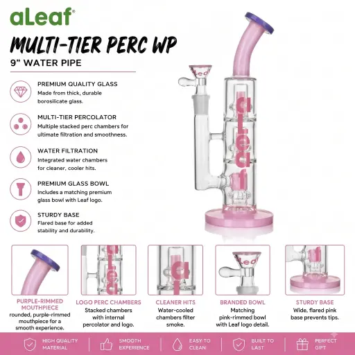 [PC38000] ALEAF 9" WATERPIPE PINK