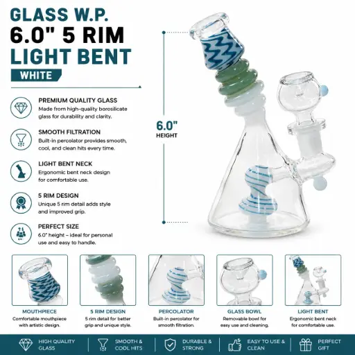 [AM050672] Glass W.P. 6.0" 5 Rim Light Bent - White