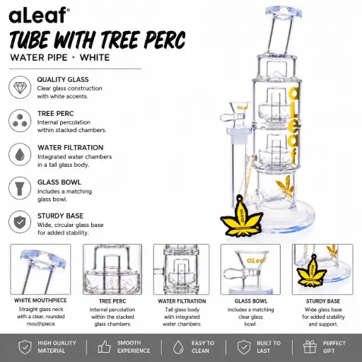 [PC38011] ALEAF TUBE WITH TREE PERC WHITE