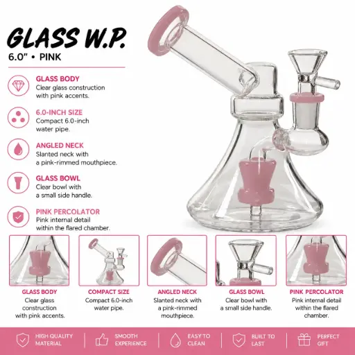 [AM050690] Glass W.P. 6.0" - Pink