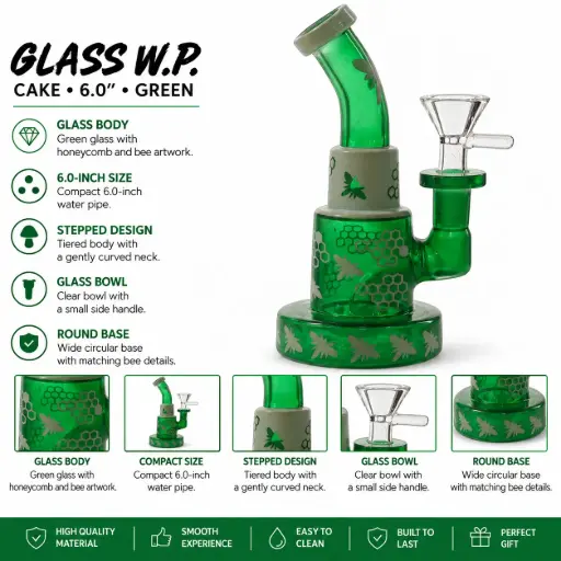 [AM050699] Glass W.P. Cake 6.0" - Green
