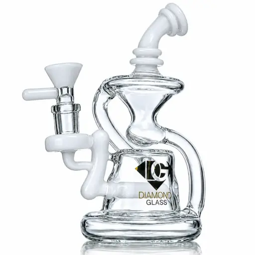 [DG00101] Diamond Glass RIG 6" INLINE PERC. 14mm FEMALE JOINT - DGR1053 White