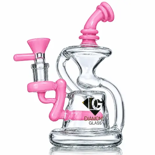 [DG00102] Diamond Glass RIG 6" INLINE PERC. 14mm FEMALE JOINT - DGR1053 Pink