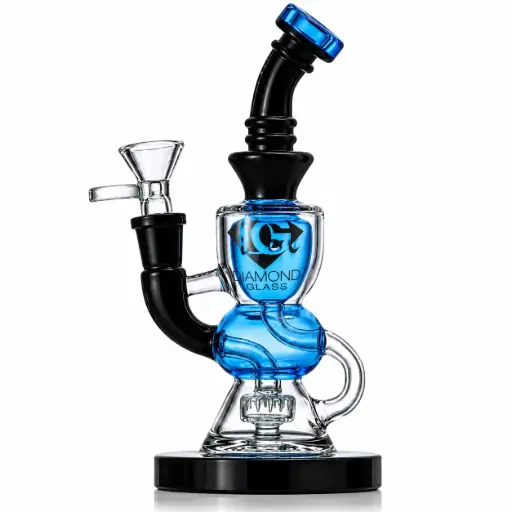 [DG00105] Diamond Glass RIG 8" MINI SHOWERHEAD RECYCLER - DGR1055 Blue