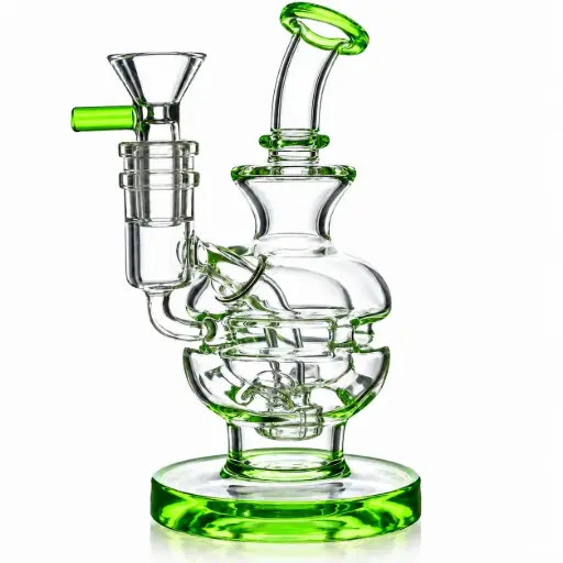 [DG00139] Diamond Glass 6" RIG WITH STEM PERC - DR1137 Bright Green