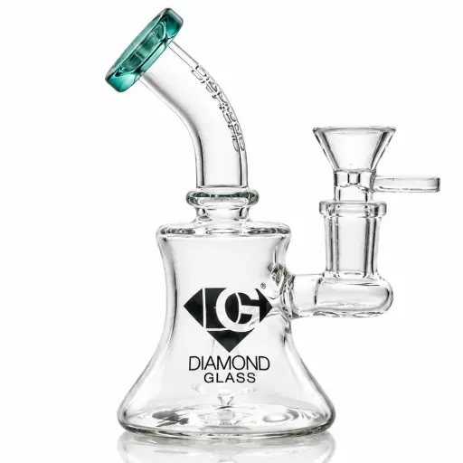 [DG00144] Diamond Glass Mini Rig, Showerhead - DGR1142 Teal