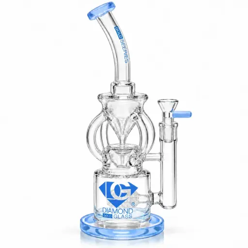 [DG00164] Diamond Glass RIG-12" RECYCLER W/ MATRIX SHOWERHEAD - DGR1159 Milky Blue