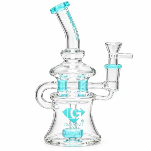 [DG00172] Diamond Glass RECYCLER - 7" COLORED SHOWER HEAD PERC - DGR1168 Teal