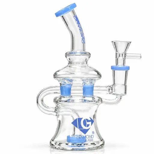 [DG00174] Diamond Glass RECYCLER - 7" COLORED SHOWER HEAD PERC - DGR1168 Milky Blue