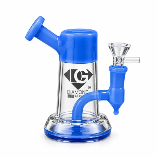 [DG00186] Diamond Glass 5" RIG WITH STEM PERC - DGR1194 Milky Blue