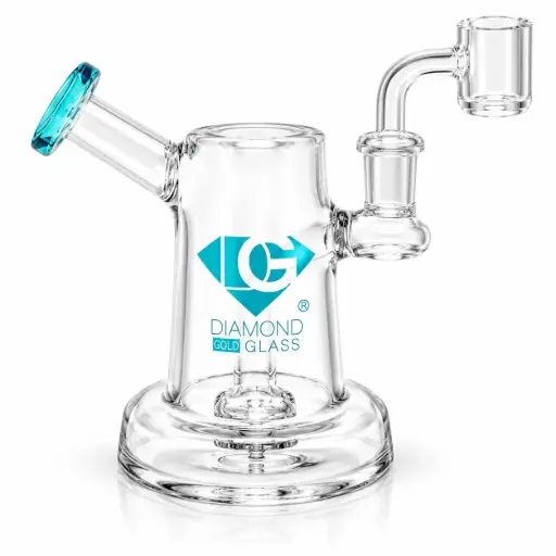 [DG00198] Diamond Glass 6" MINI-RIG WITH SHOWERHEAD PERC - DGR1201 Teal