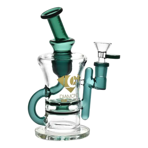 [DG00203] Diamond Glass 8"-RIG WITH RATCHET PERC & RECYCLER - DGR1208 Teal