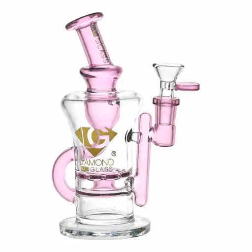 [DG00205] Diamond Glass 8"-RIG WITH RATCHET PERC & RECYCLER - DGR1208 Pink
