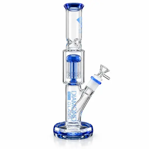 [DG00236] Diamond Glass 11" CLEAR MANSION STRAIGHT - DGW1009 Milky Blue