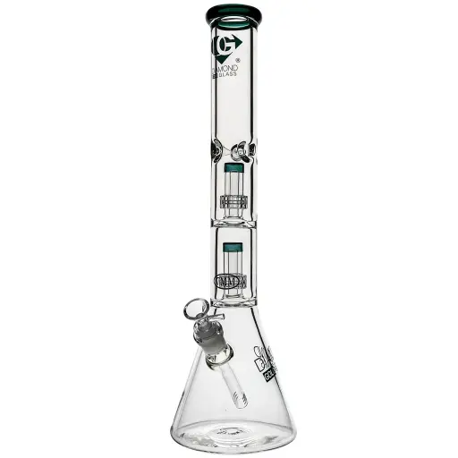 [DG00242] Diamond Glass 18" 7MM THICK BEAKER WITH 2 MATRIX - DGW1014-2 Teal