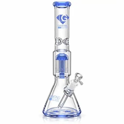 [DG00258] Diamond Glass 16" 10 ARM TREE PERC - DGW1031 Milky Blue